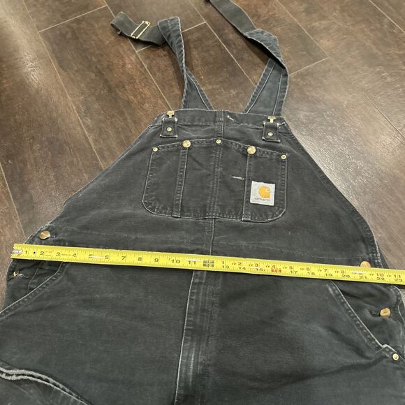 Vintage Carhartt Bib Overalls Mens 44 X 28 Black Gray Knee 90s Y2K - Picture 11 of 16